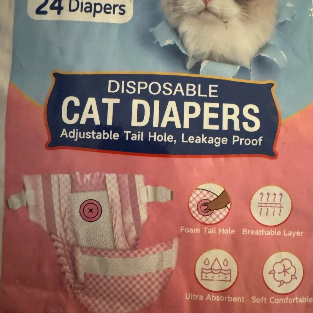 Pet Soft Disposable Cat Diapers 24 Pack Size S
